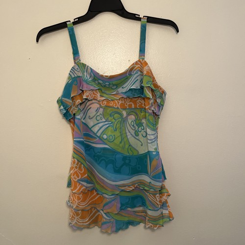 Vintage W Y2K Fee Meerjungfrau Boho Anfang 2000er durchsichtig Lagenlook fließend Tank-Gr. 14