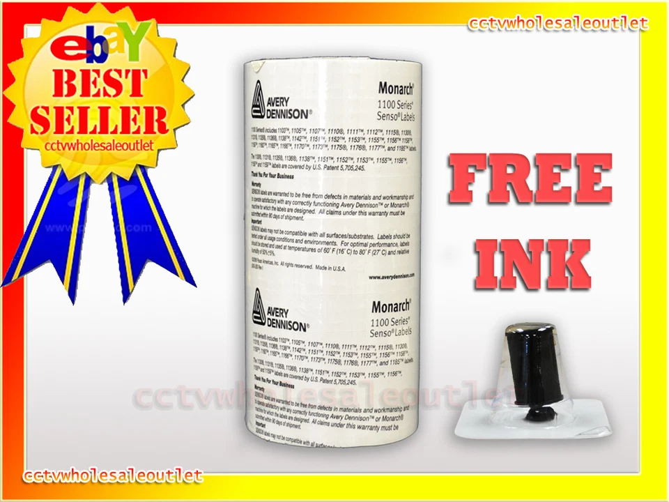 AVERY DENNISON Genuine Monarch 1130 White Labels 10 Rolls & 1 FREE INK
