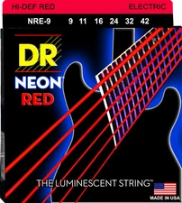 DR Strings NRE-9 Hi-Def Neon Red Coated Electric Guitar Strings 9-42