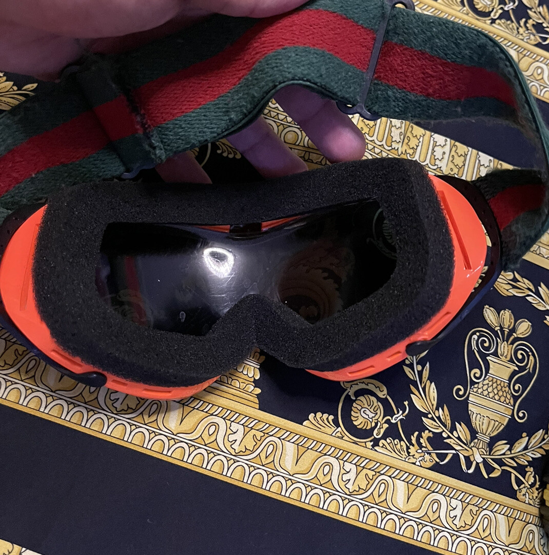 100% AUTHENTIC GUCCI SNOWBOARD SKI NEON ORANGE GOGGLES