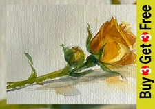 Golden Yellow Rose Bloom 5"x7" Print on Matte Paper Watercolor Floral Art