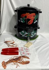 Vintage Double Steam Speckled Pot Seafood Boi...