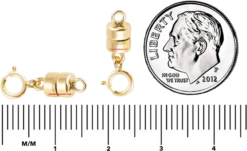 Anel de mola extensor corrente ouro amarelo sólido 4,5 mm 14k fecho magnético 1/2" EUA - Imagem 4 de 4