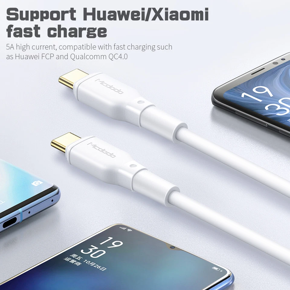 Cable de datos cargador rápido 100W PD USB-C a USB-C para Samsung S23 S22 S21 iPhone 15 Foto 4 de 4