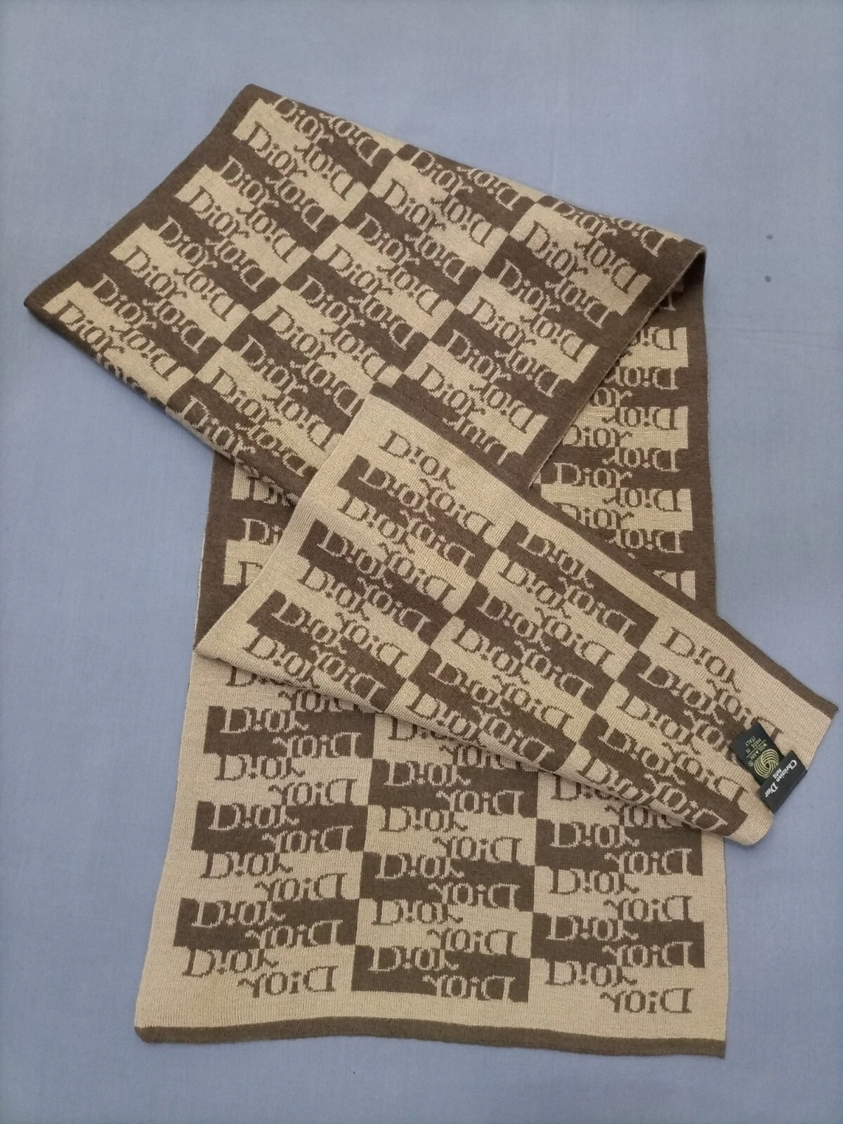 Châle foulard authentique Christian Dior unisexe logo DD étole monogramme laine Italie