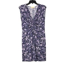 Michael Kors Bodycon Sheath Dress Sz S Vneck Camo Sleeveless Purple Sexy Stretch