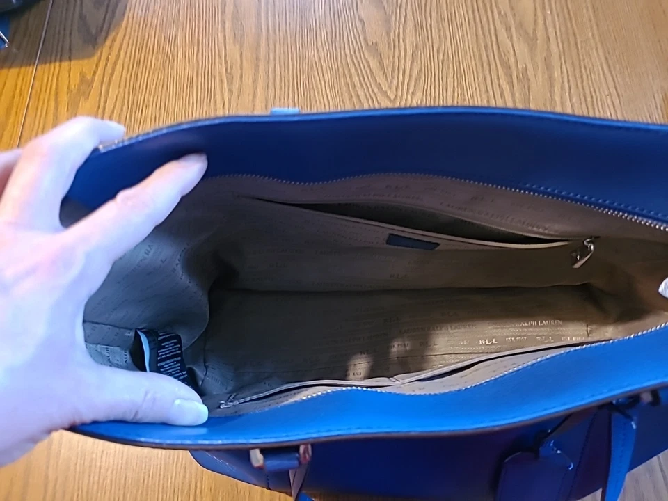 Bolsa Tote Grande de Luxo RALPH LAUREN - Azul Colbalto Veja Fotos - Imagem 2 de 4