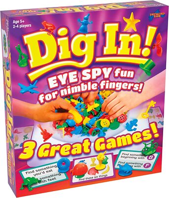 Drumond Park T73478 Dig In, Familien Brettspiele für 2-4 Spieler, 3 in 1 Tabletop