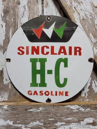 VINTAGE SINCLAIR PORCELAIN SIGN GAS PUMP PLATE MOTOR OIL SERVICE STATION GARAGE