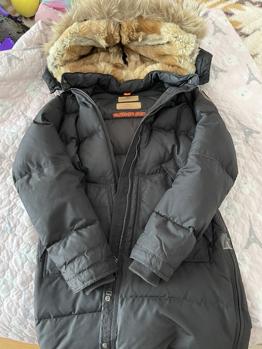 Parajumpers Long Bear down jacket , size S, real fur, black Parajumpers Long Bear down jacket , size S, real fur, black