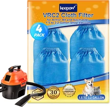 VRC2 Cloth Filter Compatible with Armor All Shop Vac AA155 AA256 AA255, Also Com