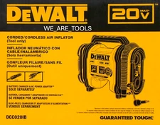 Dewalt DCC0201B Corded & Cordless Air Inflator 160 psi 20V 20 Volt MAX Tire Pump