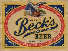 Magnus Beck's Buffalo'S Best Beer Label 9" x 12" Metal Sign