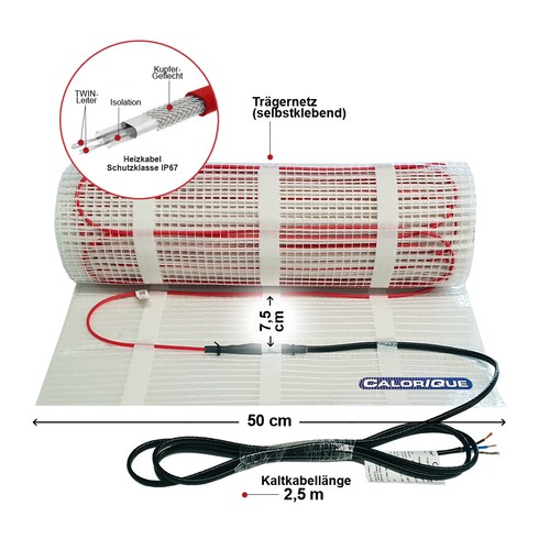 Calorique Twin-Heizkabelmatten elektrische Fußbodenheizung 200 W/m² / 1 - 24 m² - Bild 2 von 13