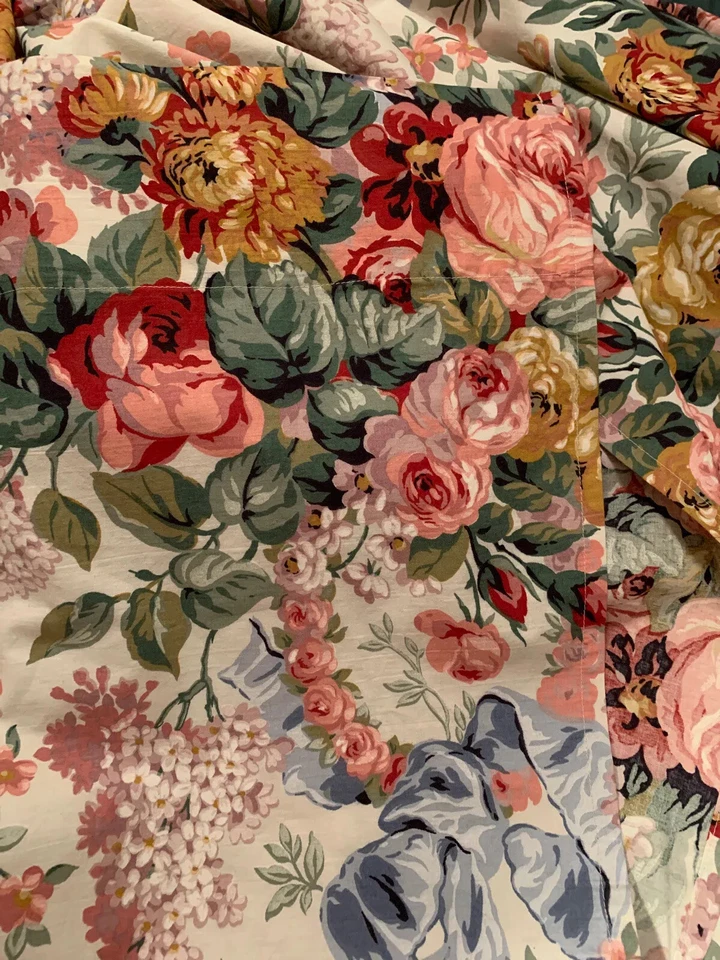 Sábana bajera plana Ralph Lauren Allison blanca multi floral vintage ~ COMPLETA Foto 3 de 4