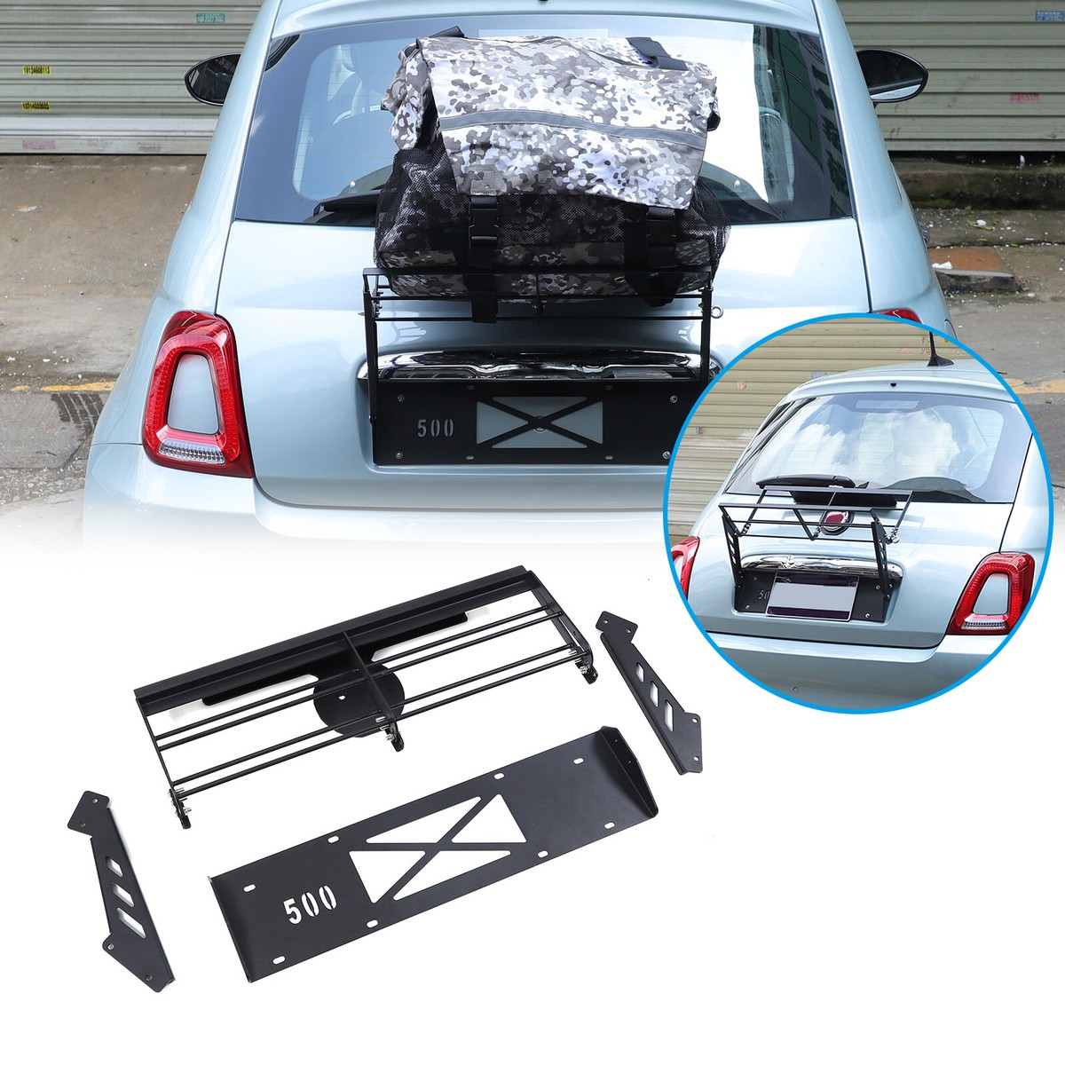 Black Window Steel Rear Rack Drop Basket with Tailgate For Fiat