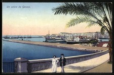 Ansichtskarte Genova, Panorama mit Brücke 