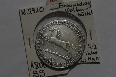     GERMANY BRAUNS-WOLF. 2/3 THALER 1800 SHARP DETAILS B86 WP1
