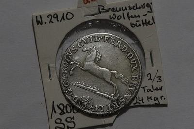 #ad 🧭 🇩🇪 GERMANY BRAUNS WOLF. 2 3 THALER 1800 SHARP DETAILS B86 WP1 $163.62