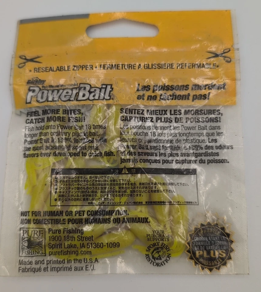 Lote de 7 - Berkley Powerbait Power Tube 1" Amarillo 15 Ct Señuelo de Pesca Nuevo de Lote Antiguo Foto 3 de 3