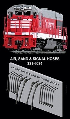 Hi-Tech Details HO Diesel Locomotive Rubber MU & Brake Hose Set 16 Pieces 6034