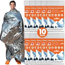 10 Emergency Thermal Blankets Survival Mylar First Aid Hiking 84” x 52” Military
