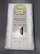 Threshold Performance Flat Sheet Queen White Cotton Sateen,