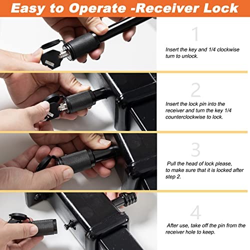 Trailer Hitch Lock, 5/8 Inch Dia, 4 Inch Super Extra Long 1 Pack Black - Picture 4 of 7