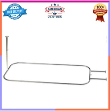 Rustproof Oval Shower Curtain Rod for Clawfoot Tub Easy Install Chrome 70x28