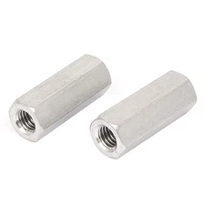 M8x35mm Stainless Steel Threaded Bar Rod Studding Hex Connector Deep Nut 2pcs