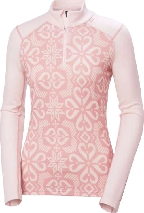 Helly Hansen Lifa Merino Midweight Graphic 1/2 Zip Women's Baselayer Top, Pink T