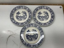 3 Homer Laughlin Stratwood Collection SHAKESPEARE COUNTRY BLUE Dinner Plates