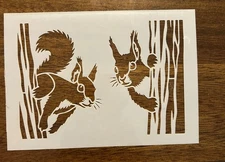 Squirrels On Tree 10 MIL Laser Cut Mylar Stencil Painting Art Craft Supplies