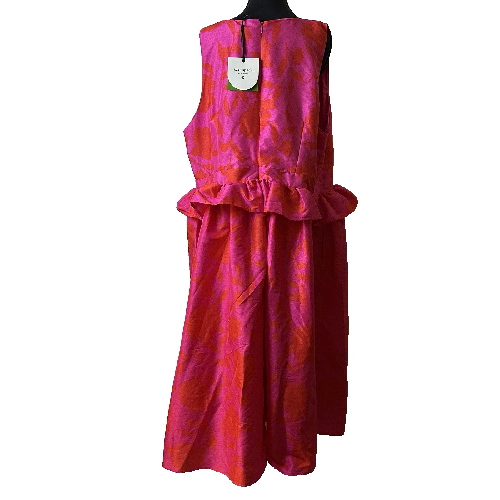 Abito midi Kate Spade x Target donna classico rosa peplo rosa rosso taglie forti 20
