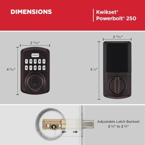 Kwikset Powerbolt 250 10-Button Keypad Venetian Bronze Electronic Door Lock - Picture 8 of 8