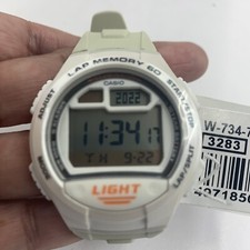 Casio W734-7A lap memory white resin Band watch