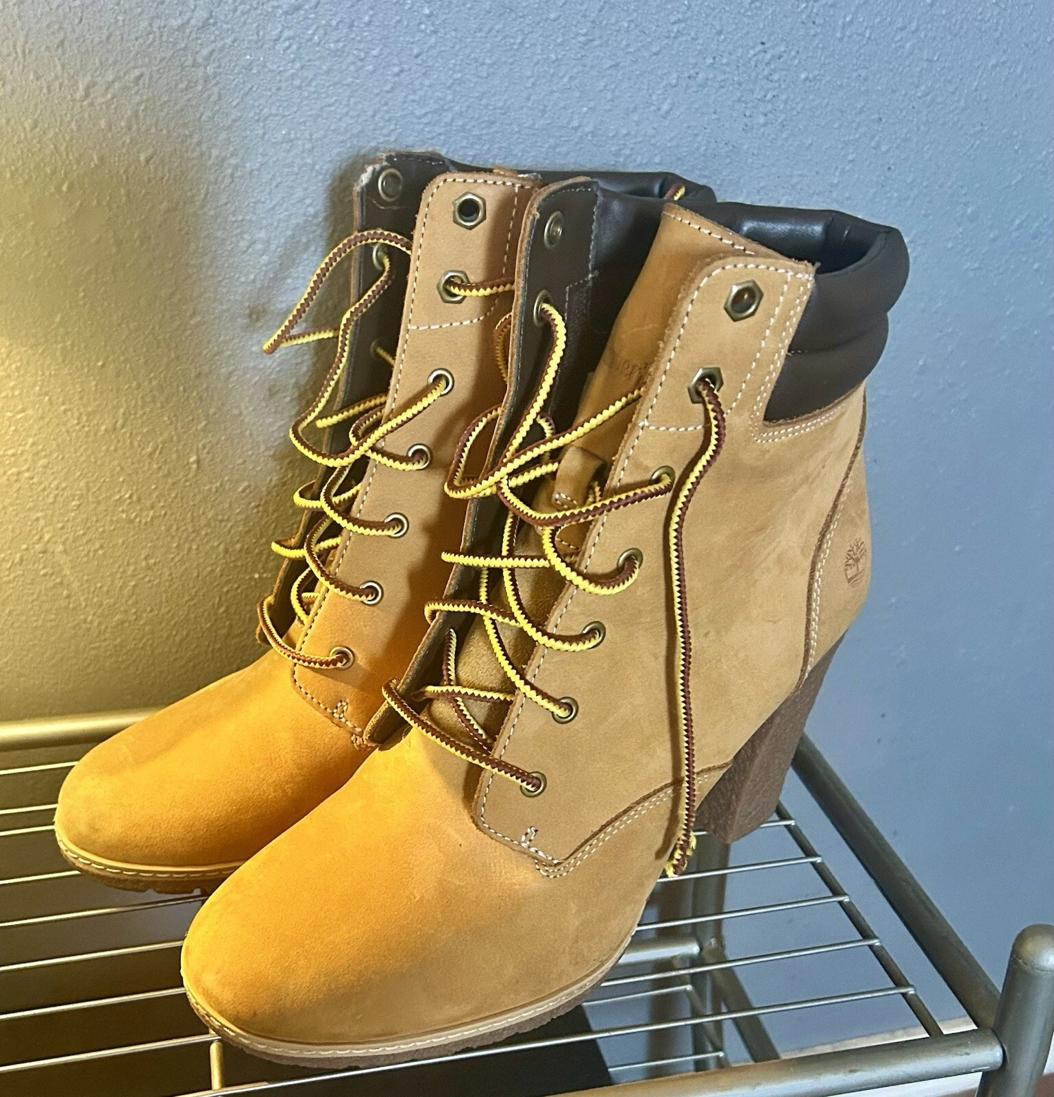 Stivali Timberland Glancy 3" tacco alto grosso pelle nabuk 8715A grano taglia 9