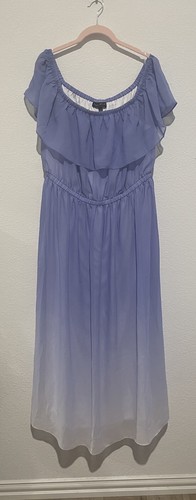 Maxi Vestido Lane Bryant Hombro Descubierto Periwinkle Púrpura Ombre Talla Grande 18/20 - Imagen 1 de 8