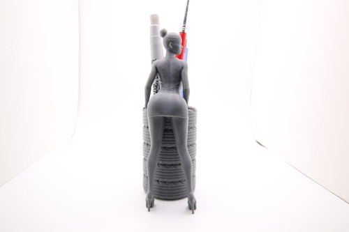 Pen Pencil Marker Brush Desktop Beautiful Woman Tire Stack Figure Holder Stand - Picture 3 of 11