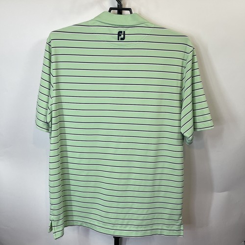 Footjoy FJ Green Black White Striped Polo Shirt Size XL Men’s - Picture 3 of 4