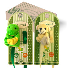 Pack of Two Zodiac Animal Pacifier Holders with magnets Frog Bear- Gift box