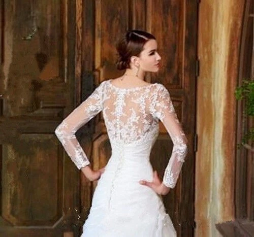 Lace Wedding Bolero Bridal Wraps Party Prom Cheap Beaded Bride Jacket Shrug