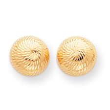 14K Yellow Gold Diamond Cut 10mm Button Swirl Stud Earrings Madi K Kid's Jewelry
