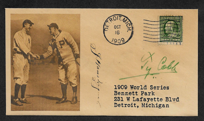 Ty Cobb & Honus Wagner Collector's Envelope Original Period 1909 Stamp OP1209