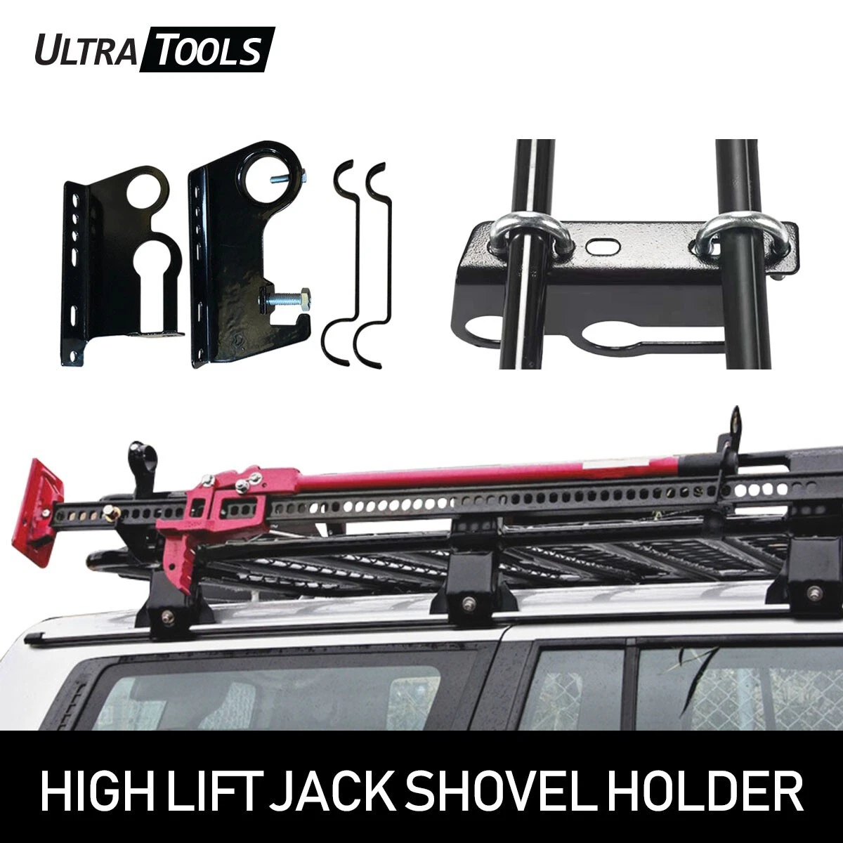 High Lift Farm Jack & Shovel Holder 4WD Offroad Roof Rack Gear Mount High Lift - Picture 1 of 5