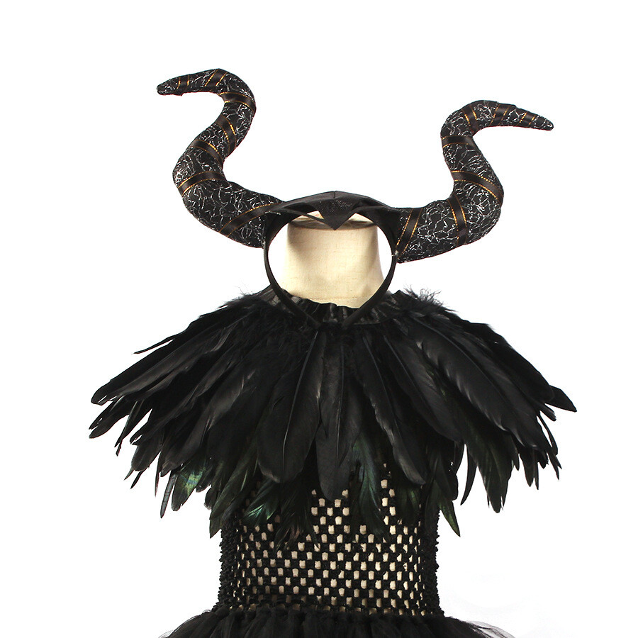 Sunwuun Maleficent Kostüm – Schwarzer Federumhang Mit LED-Lichtern Für Damen, Perfekt Für Halloween & Cosplay