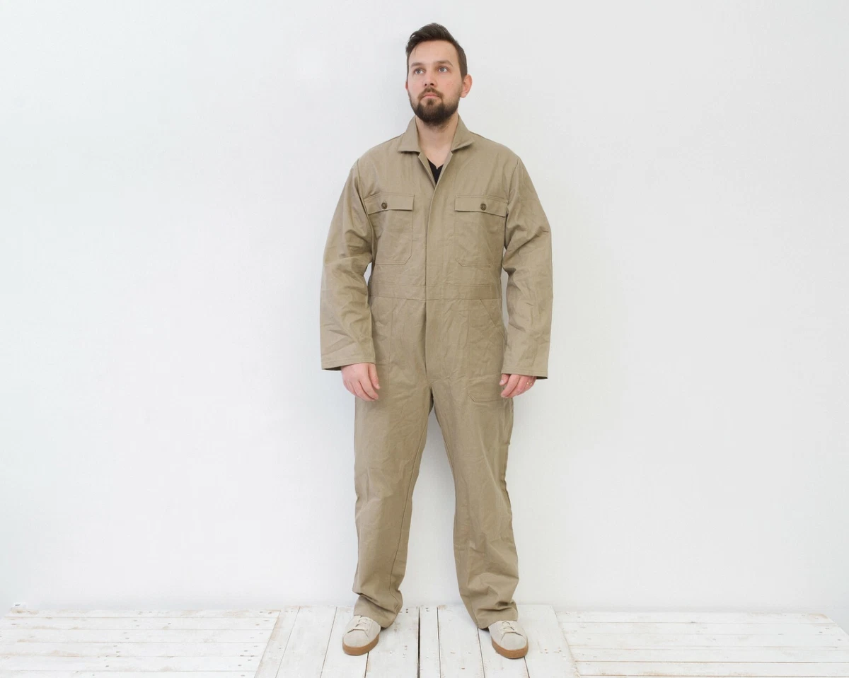 Vtg Worker Overalls Men's UK 44 US Boilersuit Coverall Jumpsuit EU 54 Beige  XL