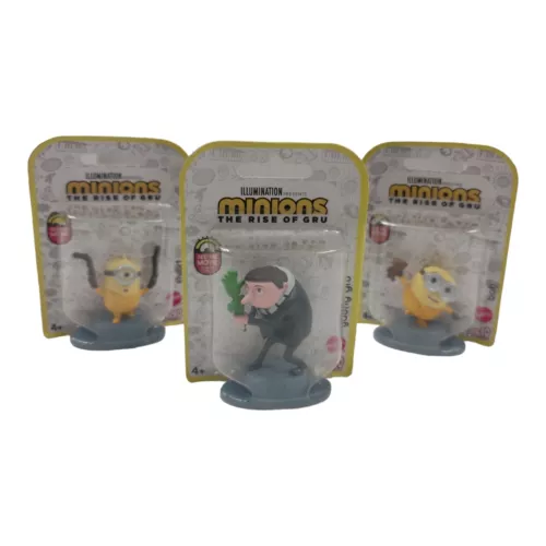 New Minions The Rise of Gru Young Gru, Bob, Stuart  2" Figurines Lot