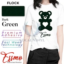 Dark Green Flock Heat Transfer Vinyl HTV T-Shirt 20" Iron On Heat Press DF10