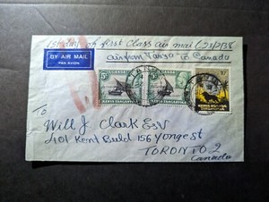 1938 British KUT Airmail First Day Cover Tanga to Toronto Canada